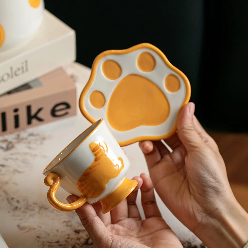 Ceramic Tabby Cat Tea Set (9) Ceramic Tabby Cat Tea Set