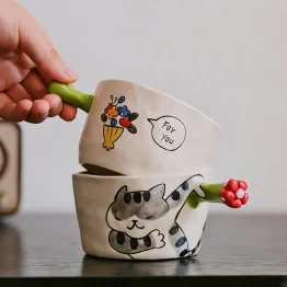 Cute Cat Ceramic Coffee Cup with Handle