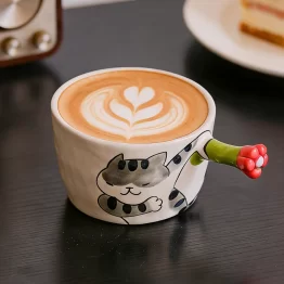 Cute cat ceramic coffee cup with handle (3) Cute Cat Ceramic Coffee Cup with Handle