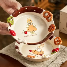 Hand Painted 3D Rabbit Ceramic Dinnerware Set