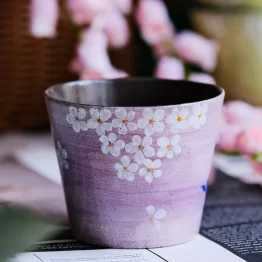 Hand-Painted Sakura Ceramic Coffee Cup