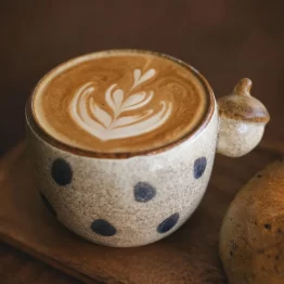 Handcrafted Ceramic Coffee Mug with Hazelnut Handle