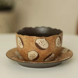 Handmade Chestnut Flower Mouth Ceramic Coffee Cup