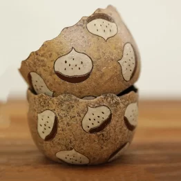 Handmade Chestnut Flower Mouth Ceramic Coffee Cup (4) Handmade Chestnut Flower Mouth Ceramic Coffee Cup