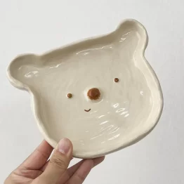 Cute Bear Shaped Ceramic Dessert Plate 7.7 Inch