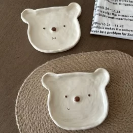 Cute Bear Shaped Ceramic Dessert Plate 7.7 Inch