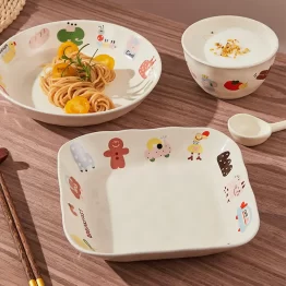Cute Cartoon Ceramic Plate Set 8 Inch