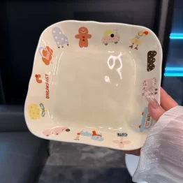 Cute Cartoon Ceramic Plate Set 8 Inch