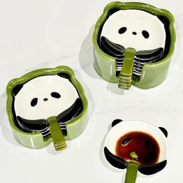 Cute Panda Ceramic Soy Sauce Dishes Set