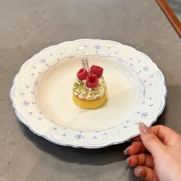 French Porcelain Dinner Plate with Blue Floral