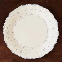 French Porcelain Dinner Plate with Blue Floral