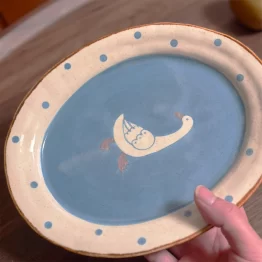 Hand Painted Oval Ceramic Goose Dinner Plate (3) Hand Painted Oval Ceramic Goose Dinner Plate