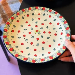 Hand Painted Strawberry Dinner Plate Bowl Set
