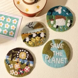 Handmade Wool Felt Coaster Round