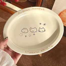 Home Moment Oval Ceramic Dessert Plate